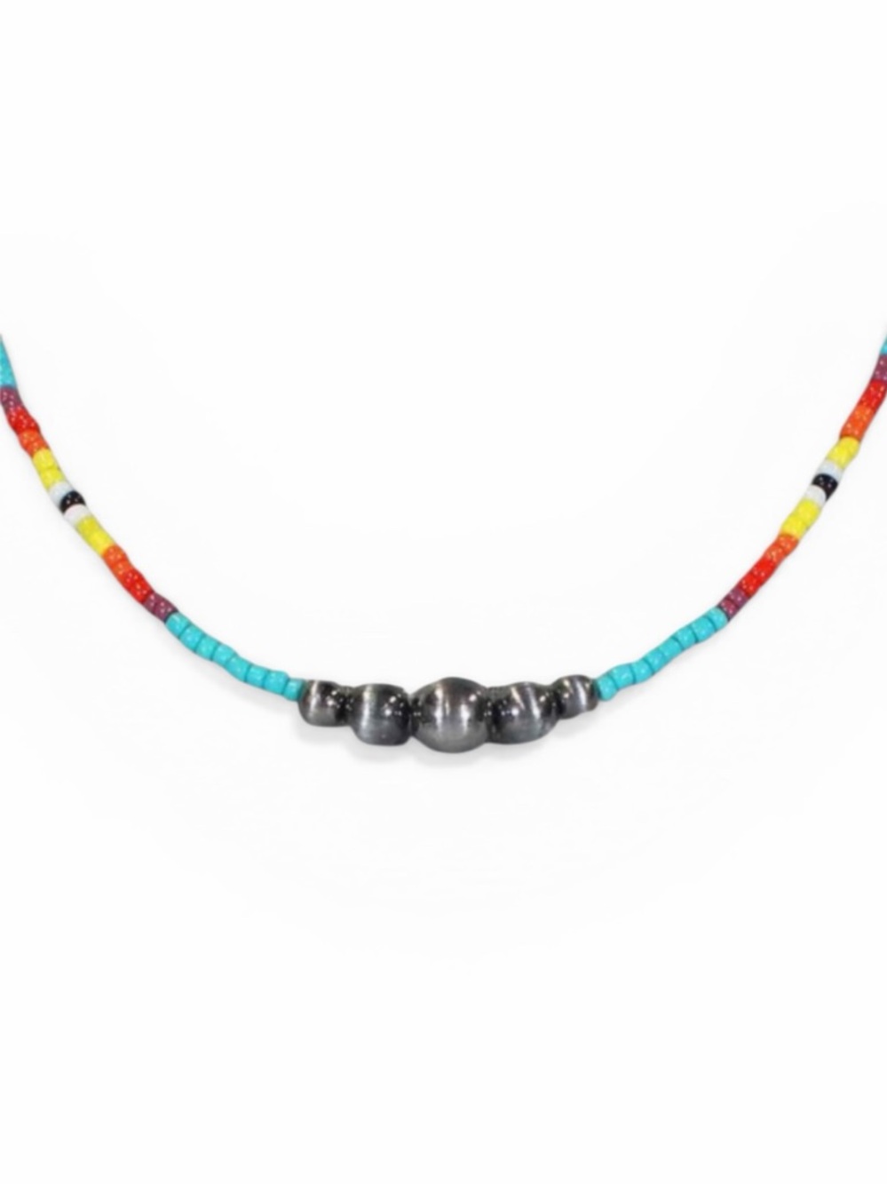 Turquoise Multicolored Western Navajo Beaded, seed beads,Necklace,chocker - Picture 6 of 6